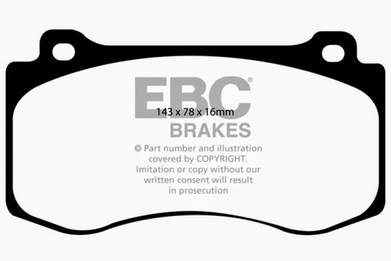 EBC 05-10 Chrysler 300C 6.1 SRT8 Yellowstuff Front Brake Pads (Excl 6 Piston Calipers) (view 5)