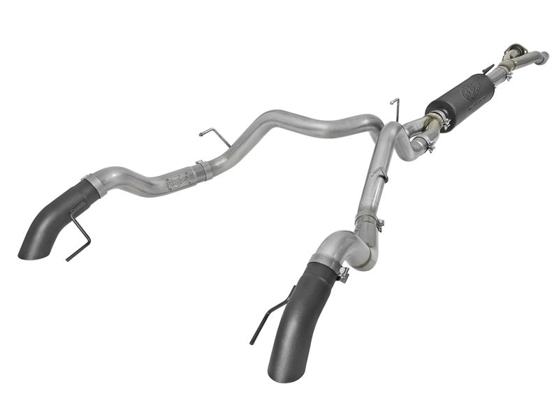 aFe MACH Force-Xp Cat-Back Exhaust w/Dual Hi-Tuck Tips Black 17-18 Ford F-150 Raptor V6-3.5L (tt) Main image