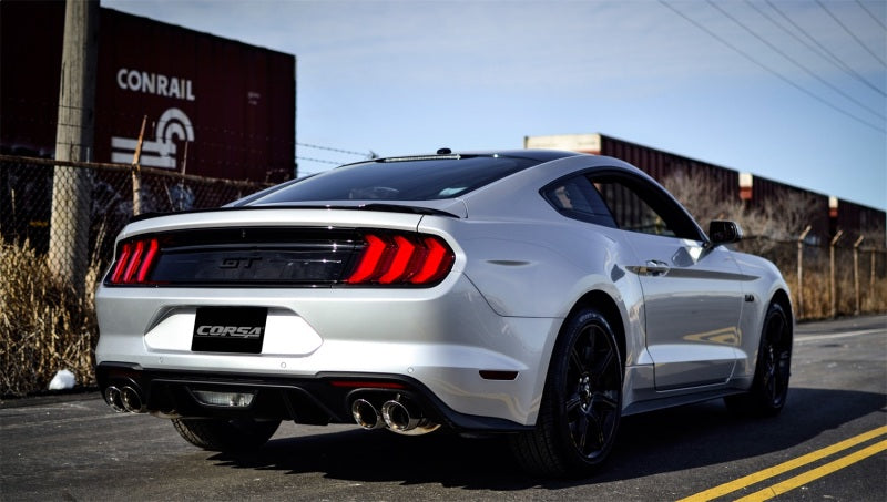 Corsa 2018+ Ford Mustang GT Fastback 5.0L 3in Cat-Back System Dual Rear Exit w/ 4in Black Tips (view 3)