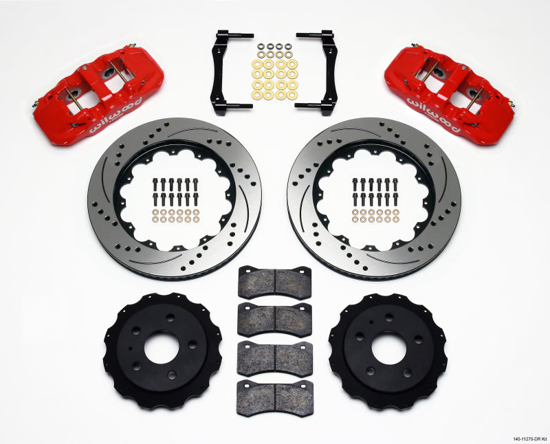 Wilwood AERO4 Rear Kit 14.25in Drilled Red 2010-2015 Camaro Main image