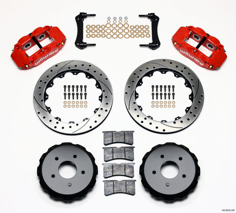 Wilwood Narrow Superlite 4R Rear Kit 12.88in Drilled Red 97-04 Corvette C5/Z06 Main image