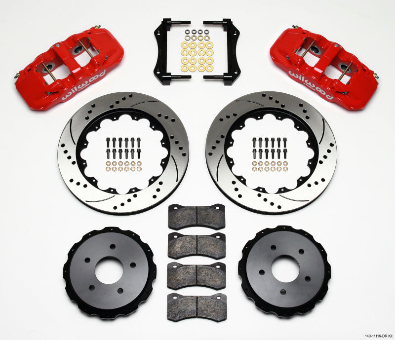 Wilwood AERO4 Rear Kit 14.00in Drilled Red 97-04 Corvette C5/Z06 05-13 C6 Main image