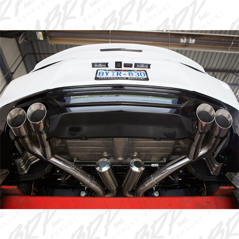 MBRP 2016 Chevy Camaro V8 6.2L 6spd 3in T409 Race Dual Cat Back w/ 4.5in Quad Dual Wall Tips (view 4)