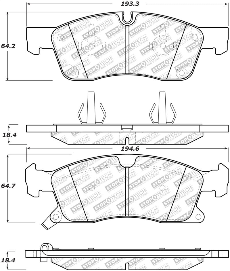 StopTech 11-20 Jeep Grand Cherokee Street Select Front Brake Pads Main image