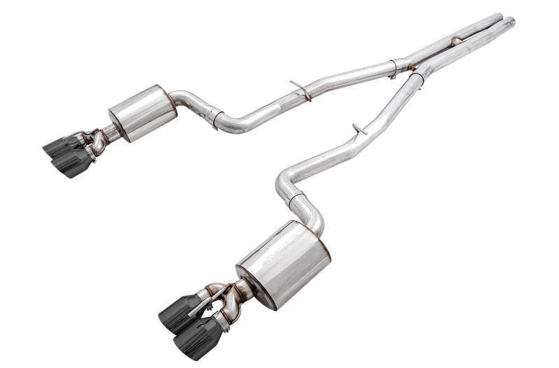 AWE Tuning 2015+ Dodge Challenger 6.4L/6.2L Non-Resonated Touring Edition Exhaust - Quad Black Tips Main image
