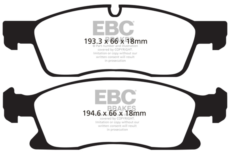 EBC 11+ Dodge Durango 3.6 Yellowstuff Front Brake Pads (view 7)